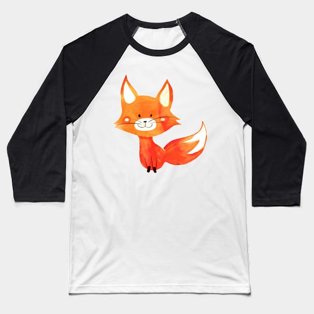 Fox body Watercolor Baseball T-Shirt by Mako Design 